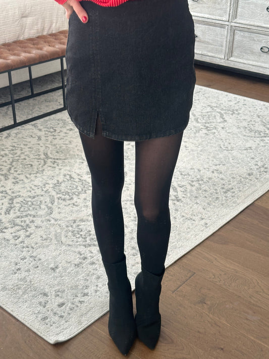 Black Denim Skort