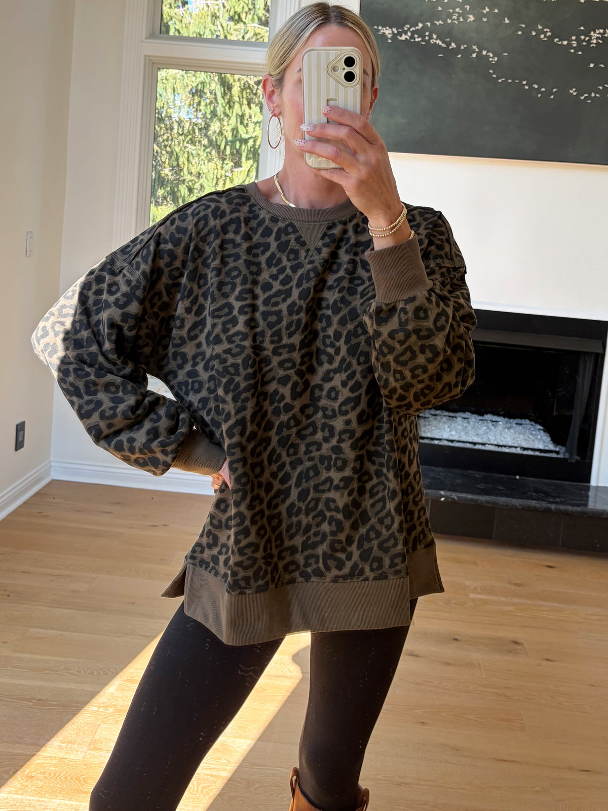 Olive Leopard Top