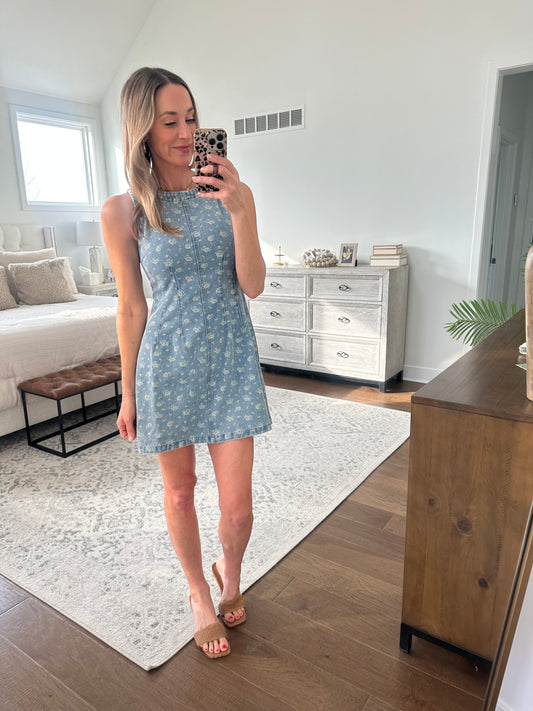 Denim Floral Print Dress