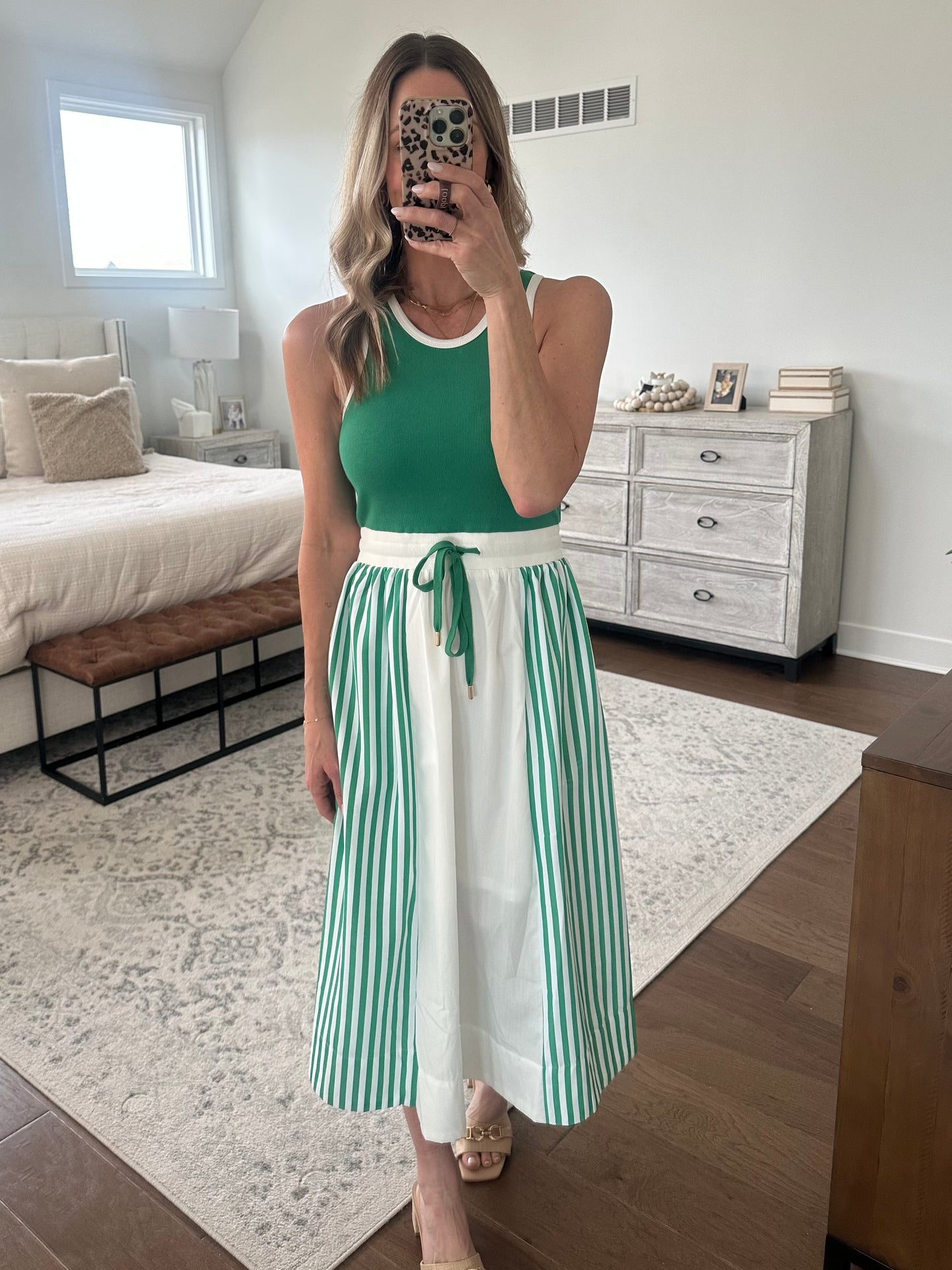 Green & Ivory Tank Dress