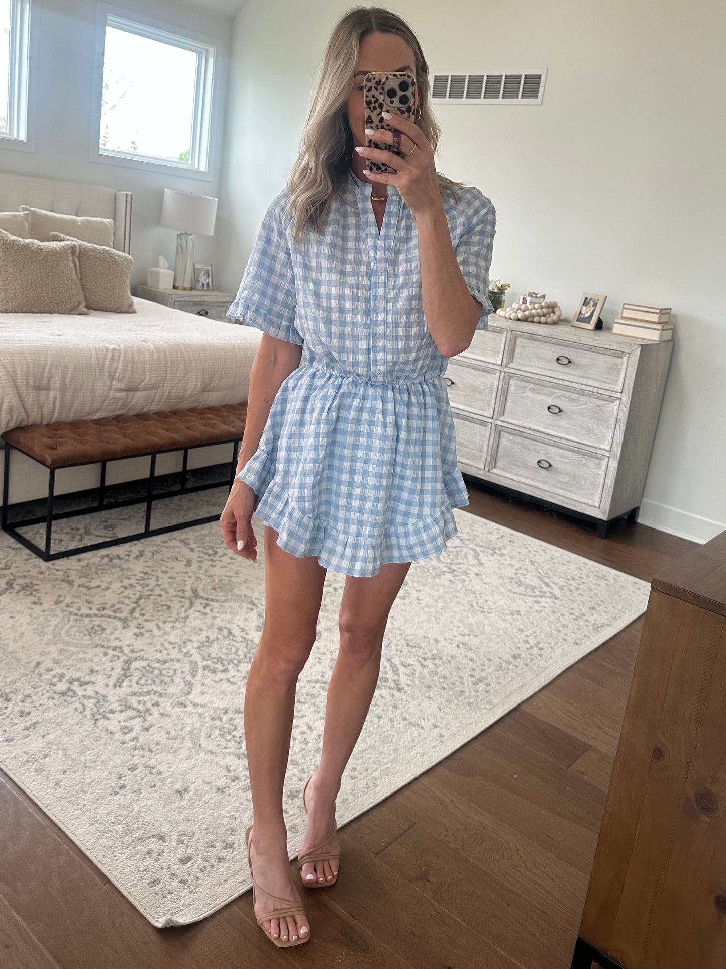 Blue Gingham Romper
