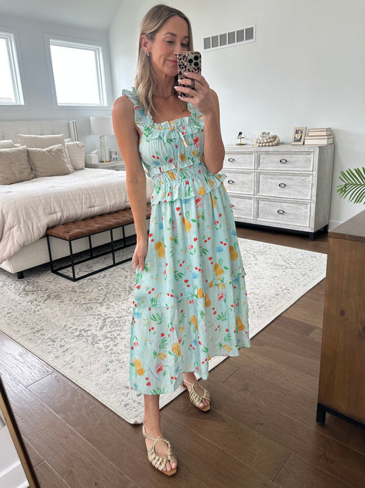 Tropical Ruffle Maxi Dress