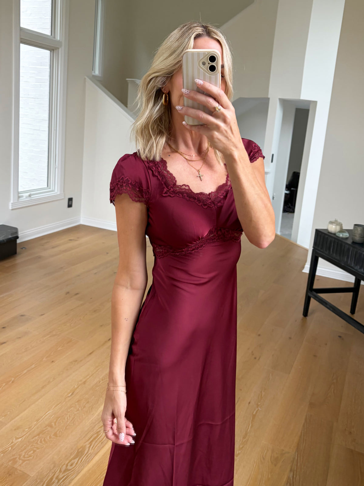 Burgundy Satin Dress