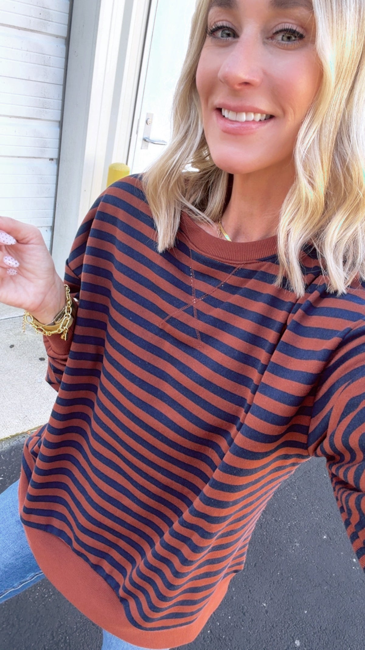 Rust/Navy Striped Top