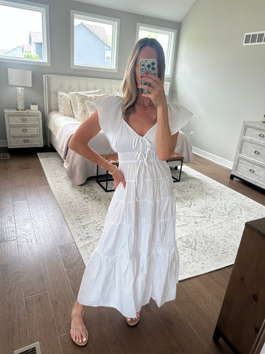 Tie Front Maxi-White
