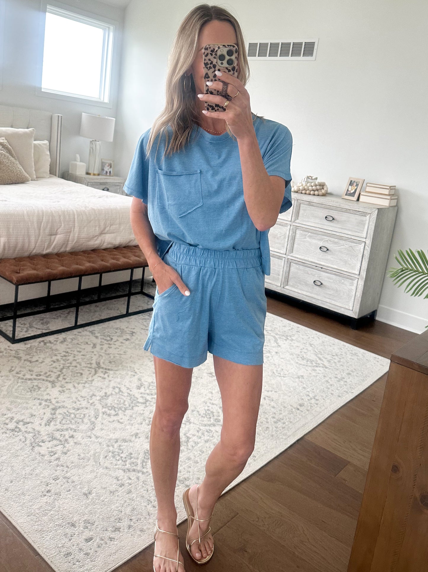 Baby Blue Pocket Top &  Shorts Set