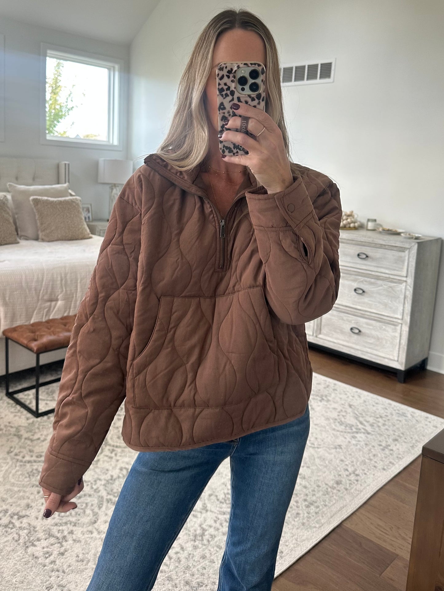 Chestnut Quilted Pullover