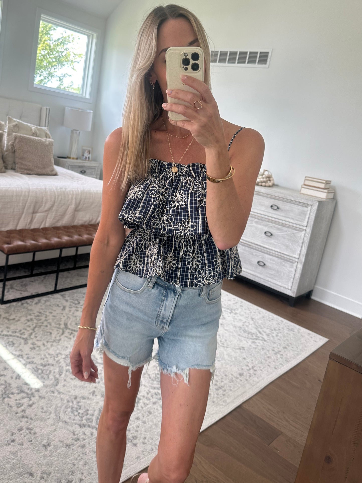 Navy Ruffle Tank