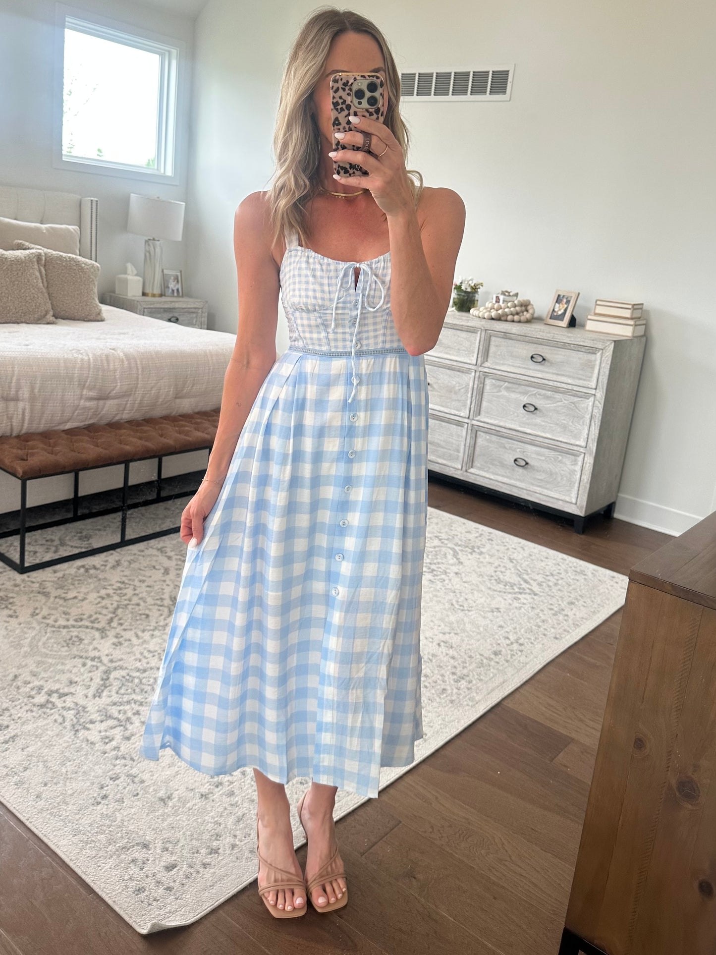Blue Plaid Button Down Maxi