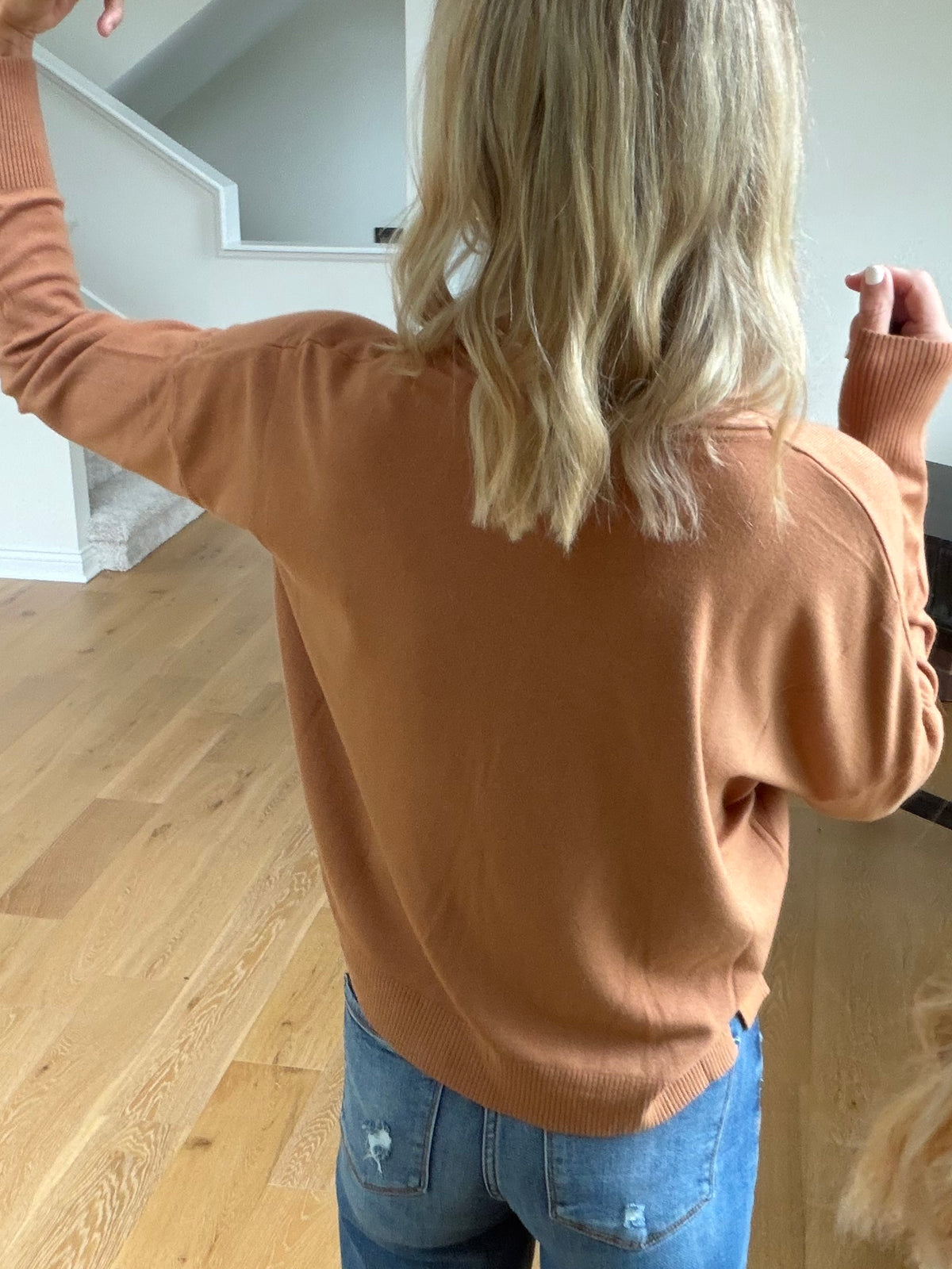 Camel V Neck Sweater