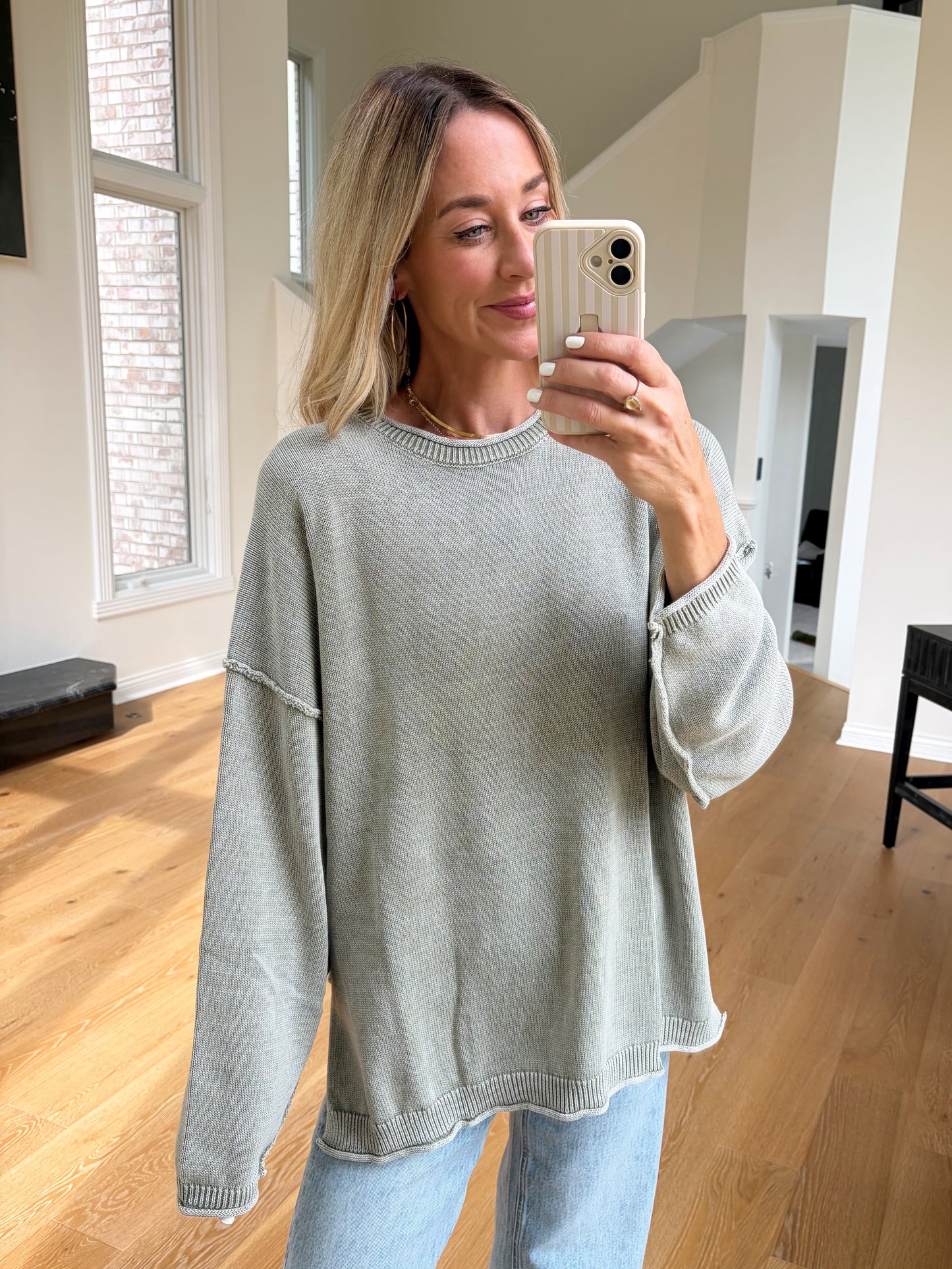 Olive Drop Sleeve Sweater