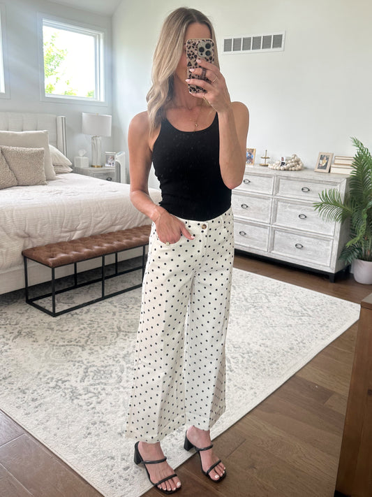 Polka Dot Wide Leg Jeans