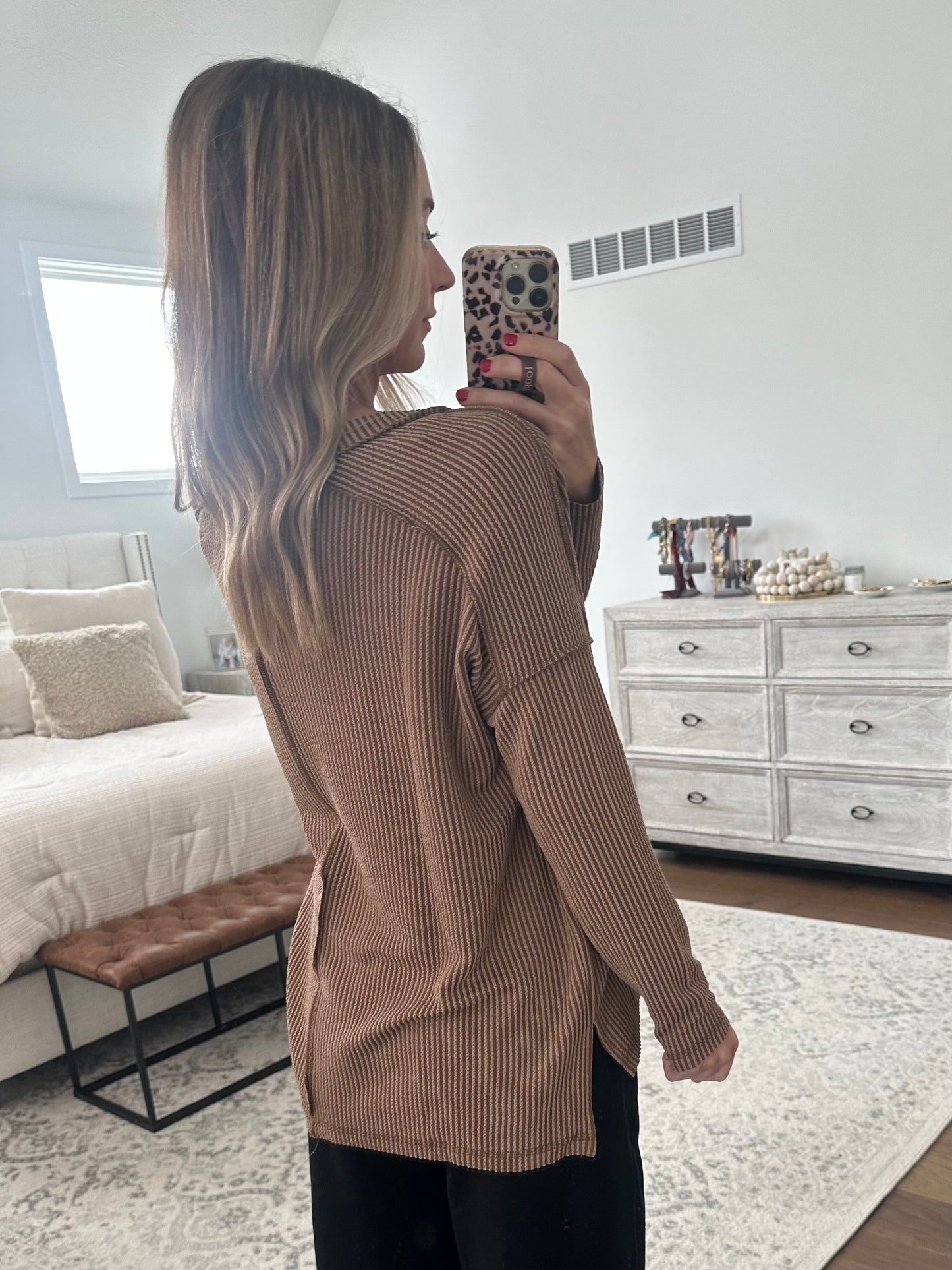 V Neck Thermal- Brown