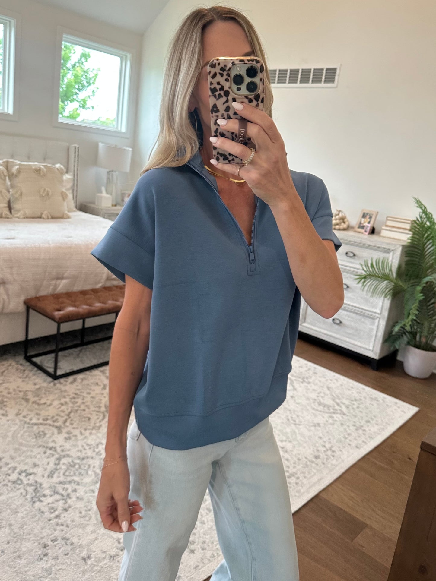 Quarter Zip Top- Blue