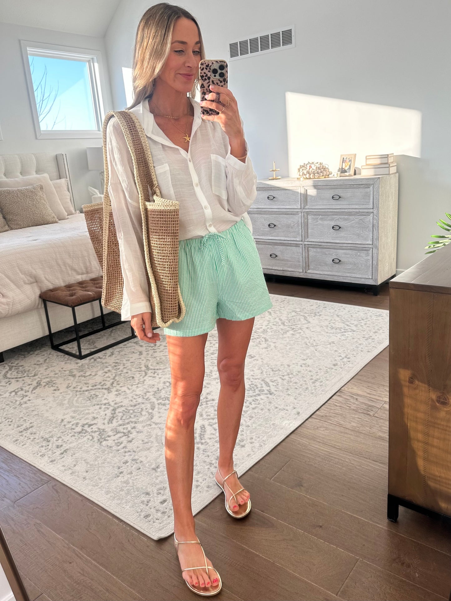 Pin Stripe Shorts- Green