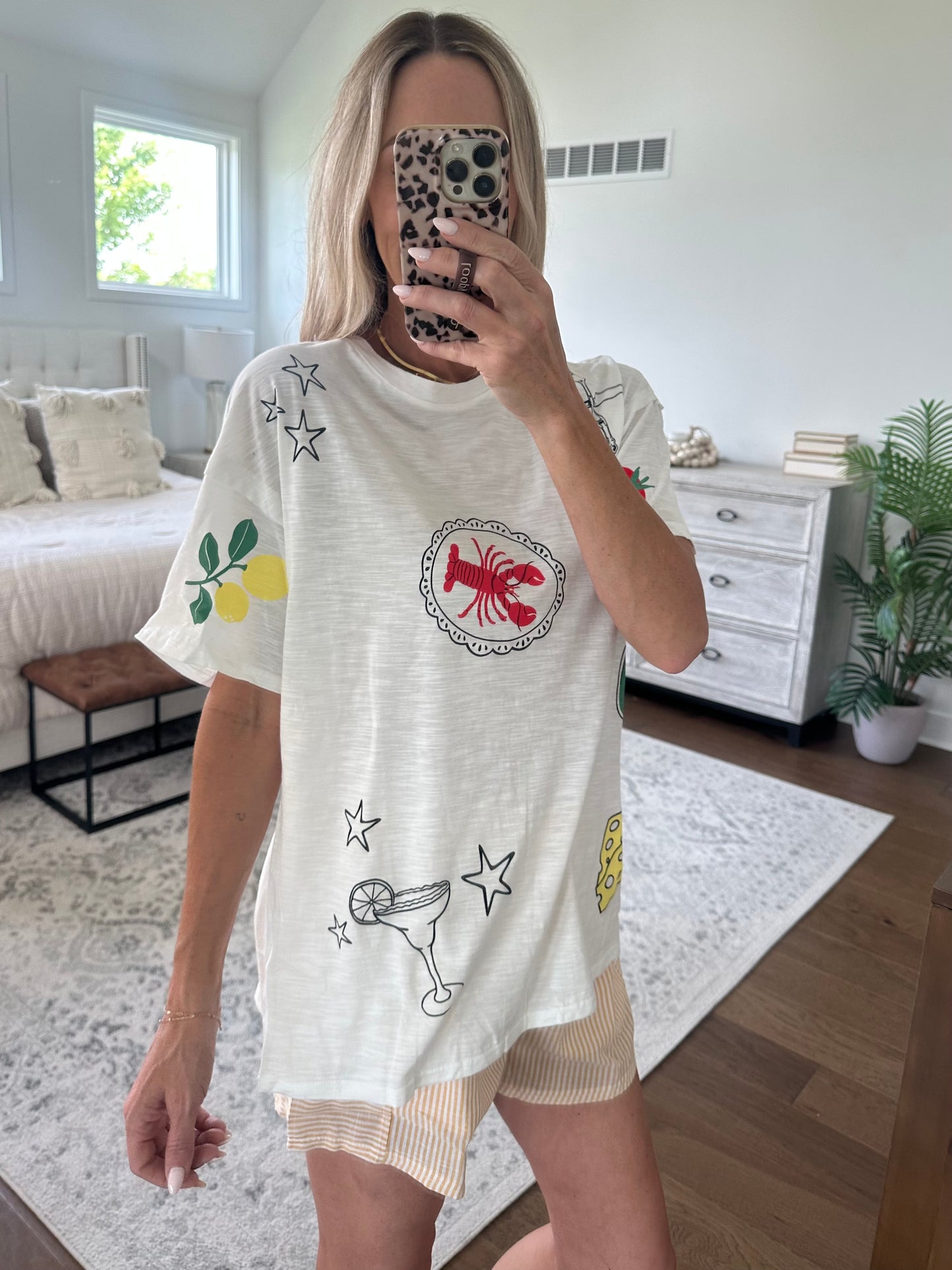 White Summer Print Tee