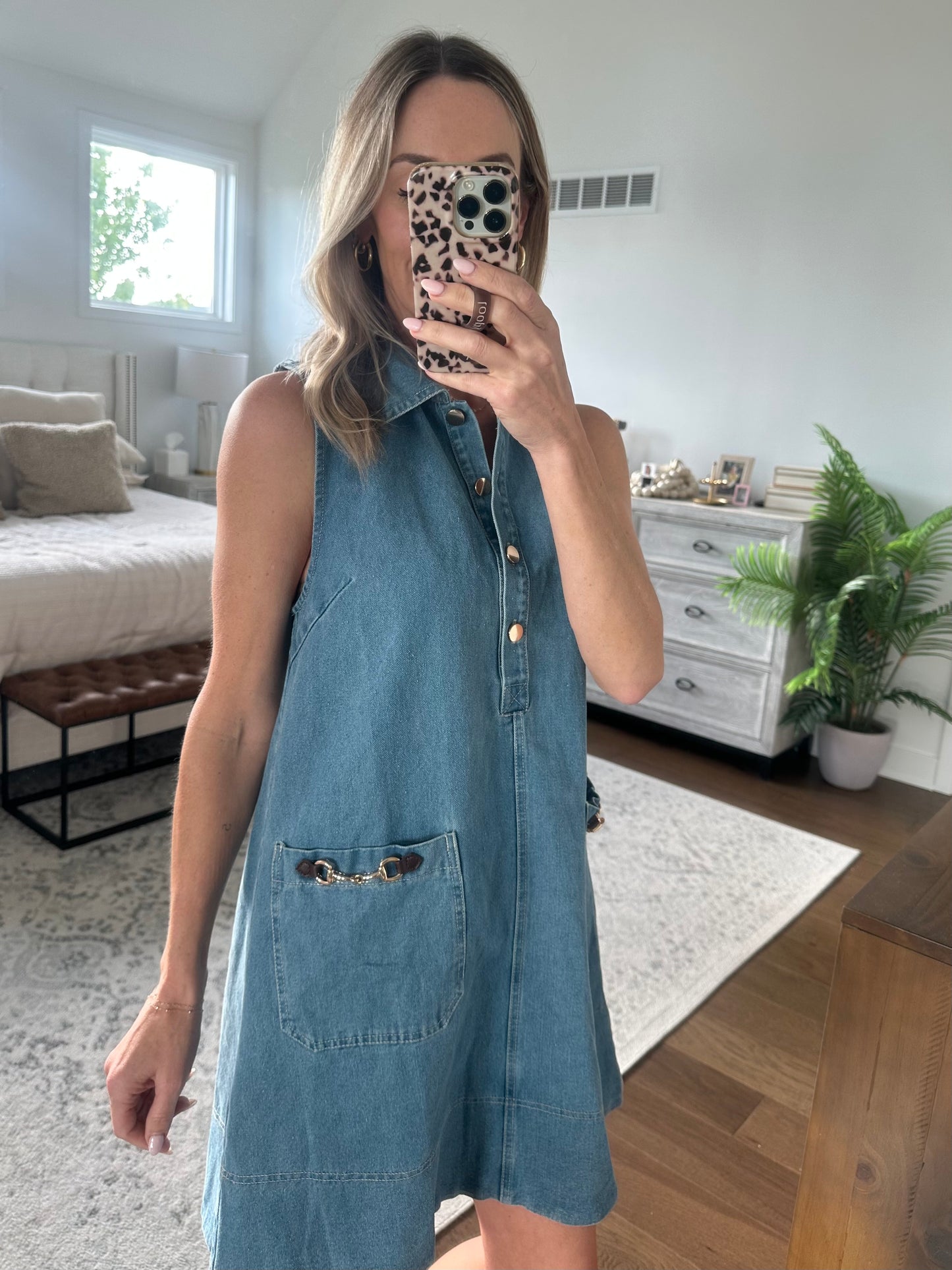 Sleeveless Denim Buckle Dress