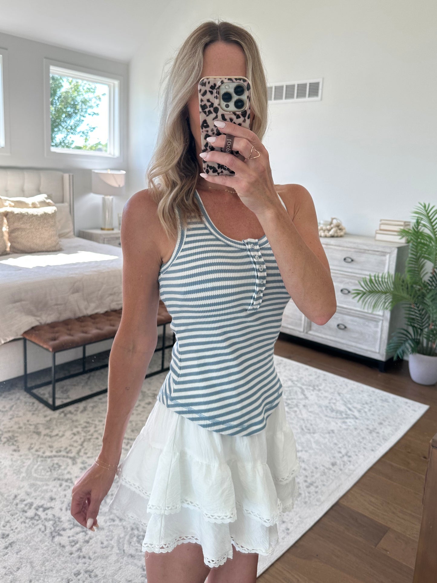 Knit Tank- Blue/White