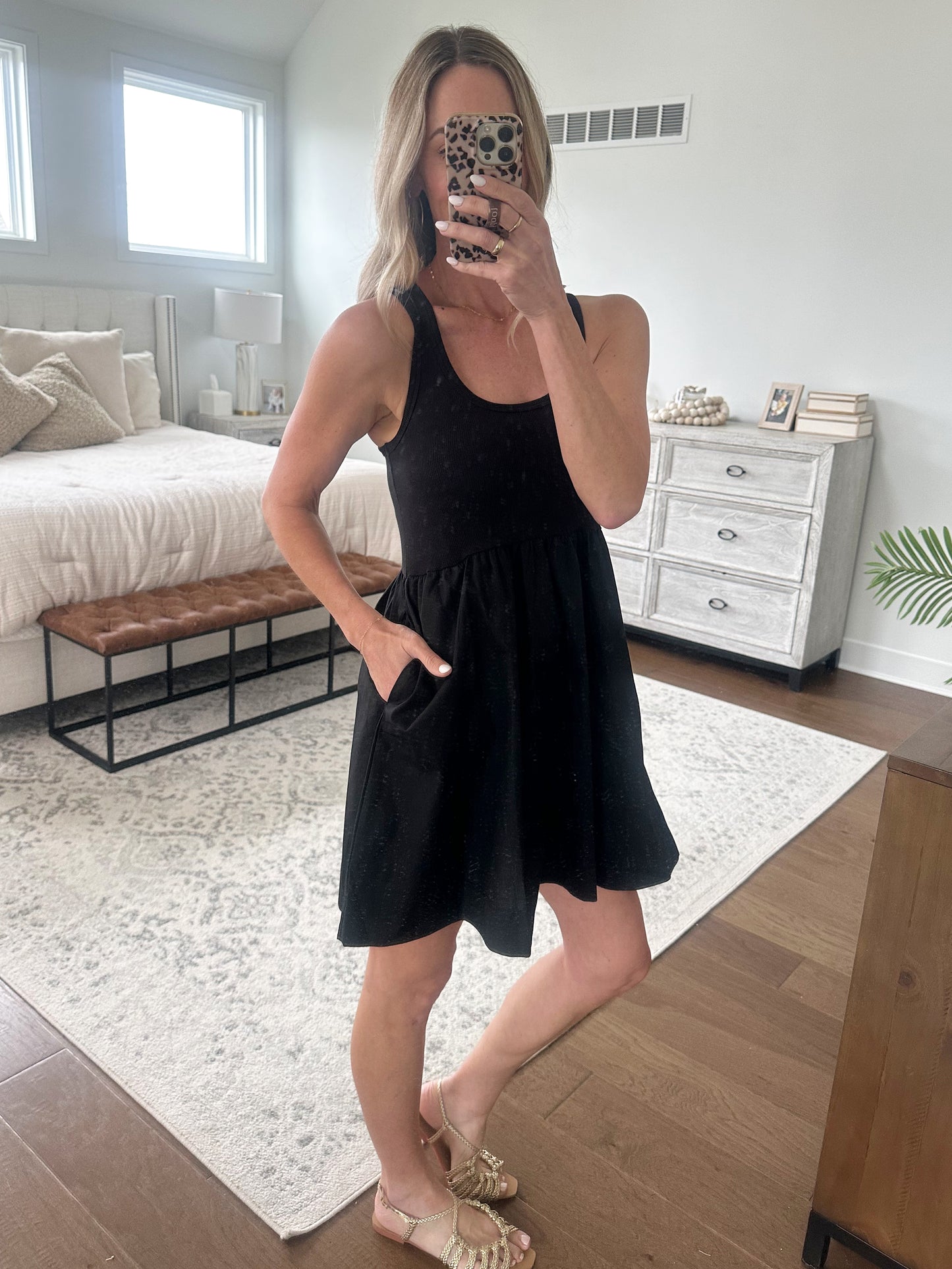 Woven Tank Dress- Black