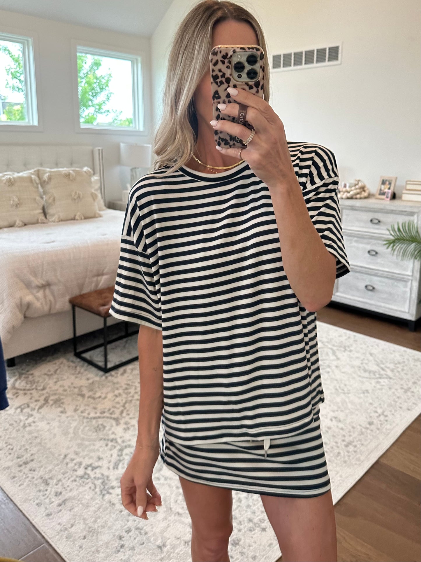Striped Tee and Skort Set