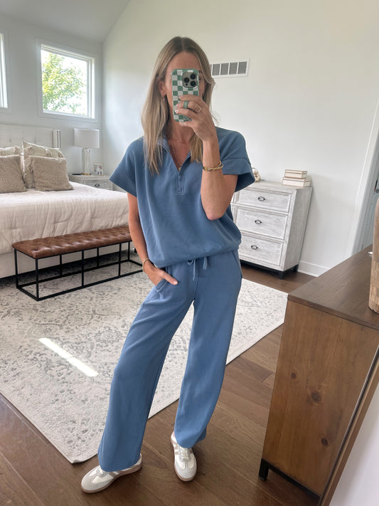 Straight Leg Lounge Pant- Blue