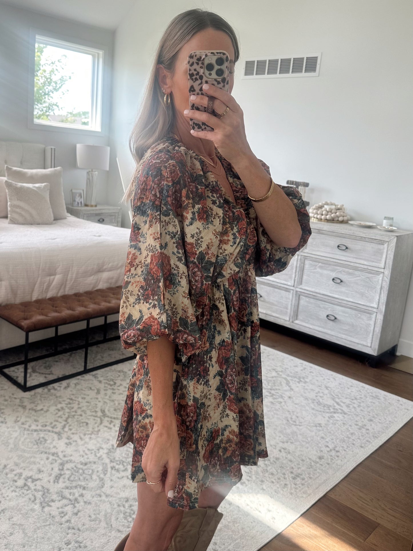 Vintage Floral Print Dress