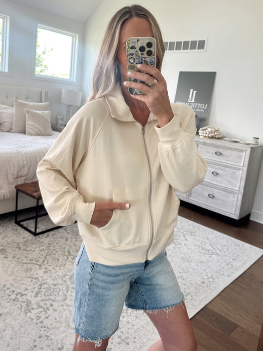 Soft Zip Up- Cream