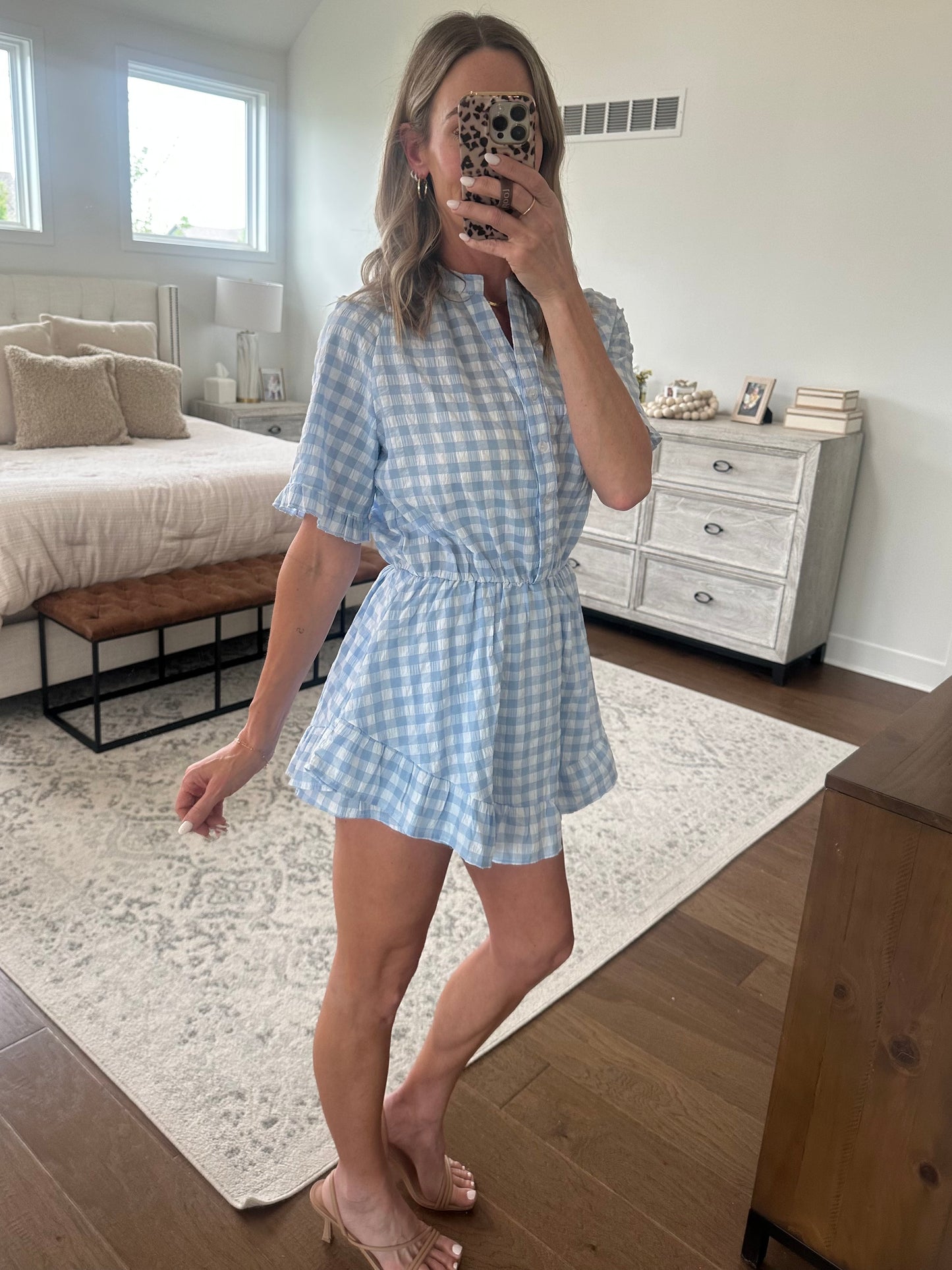 Blue Gingham Romper