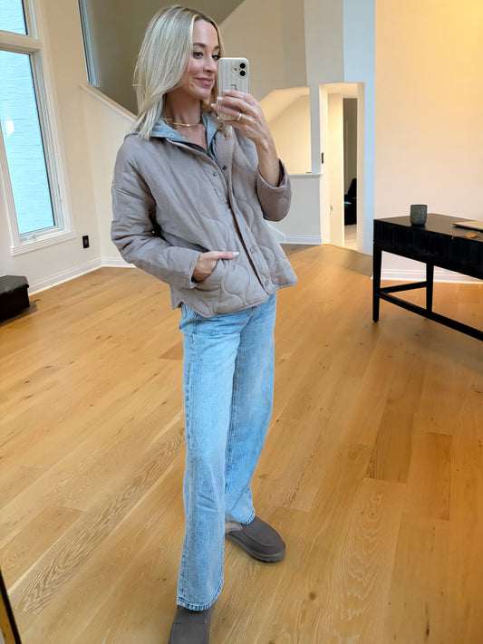 Hooded Jacket in Mocha/Grey