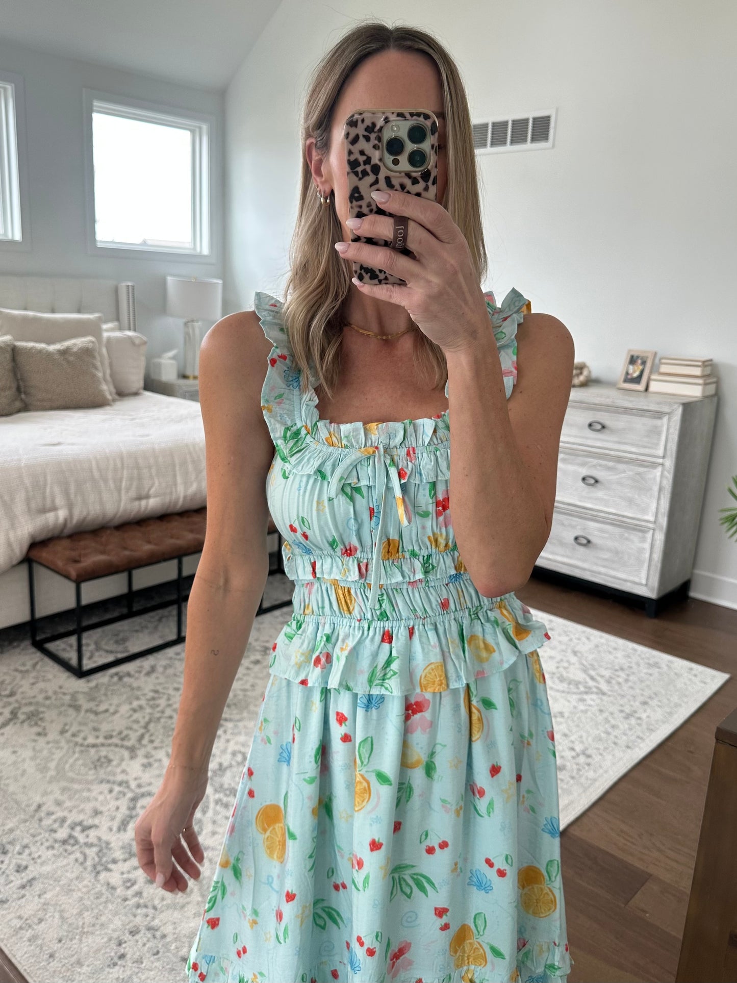 Tropical Ruffle Maxi Dress