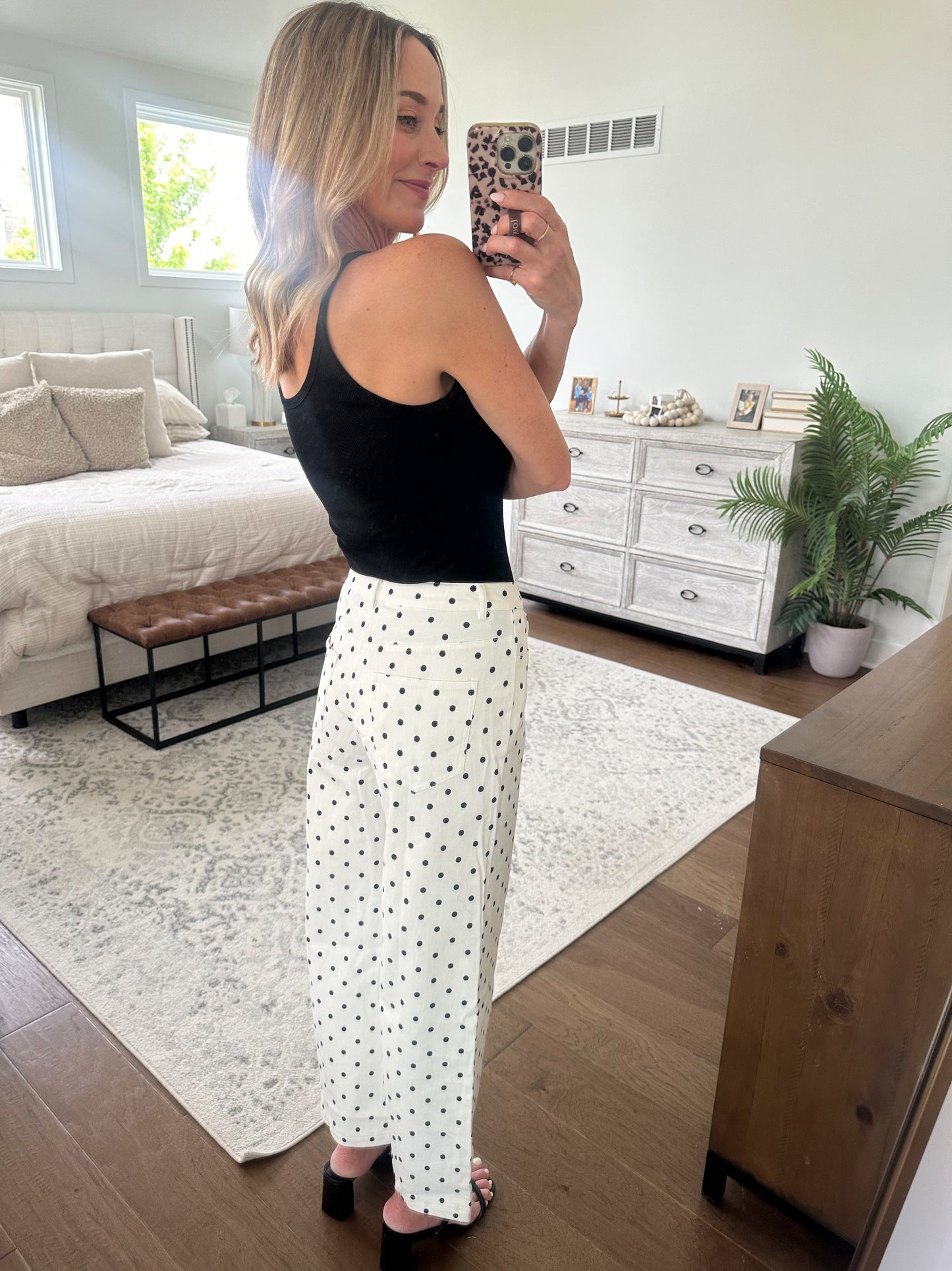 Polka Dot Wide Leg Jeans