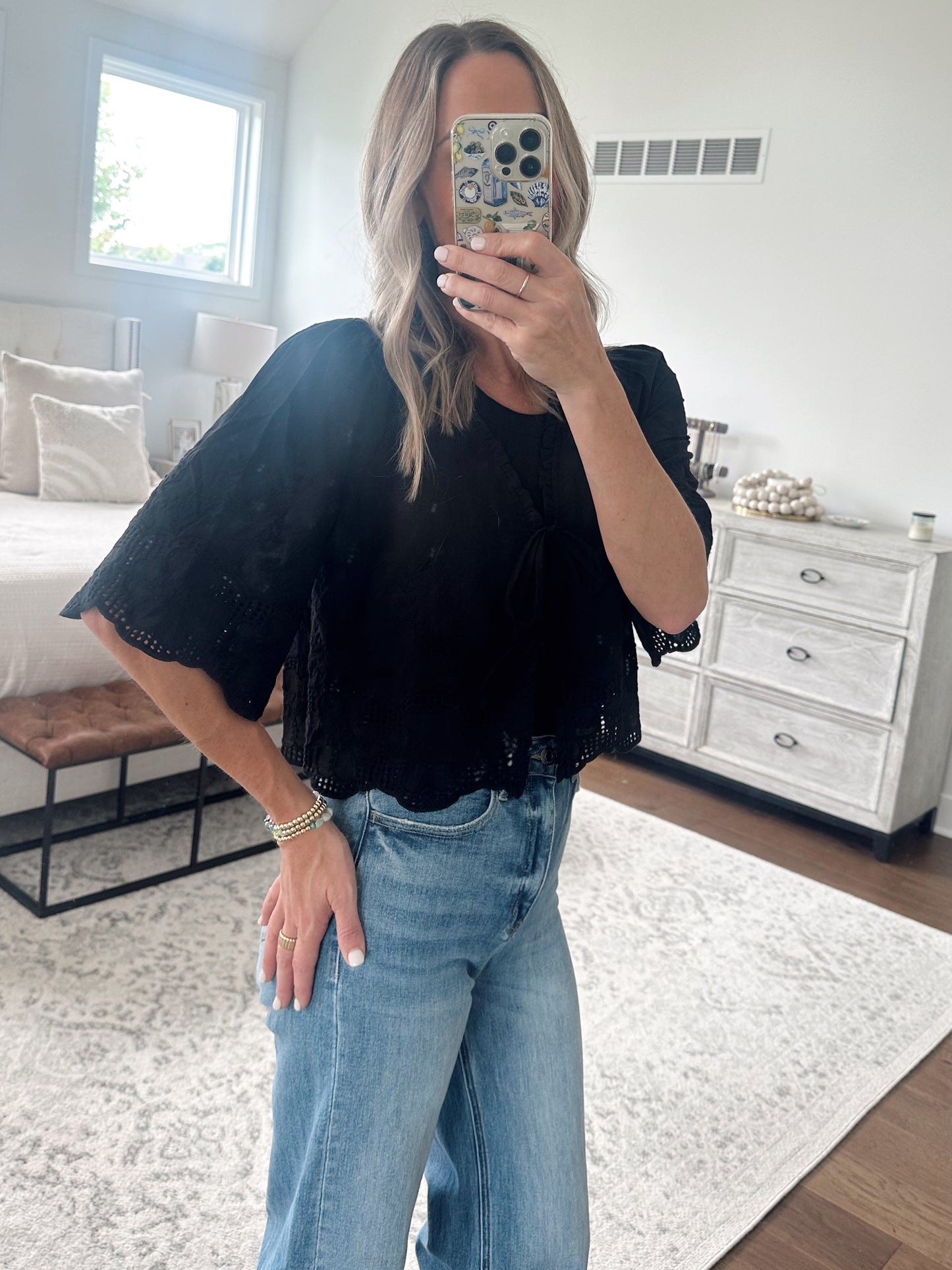 Tie Front Blouse- Black