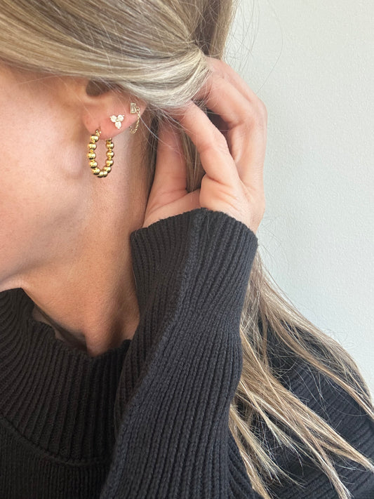 Gold Beaded Hoops