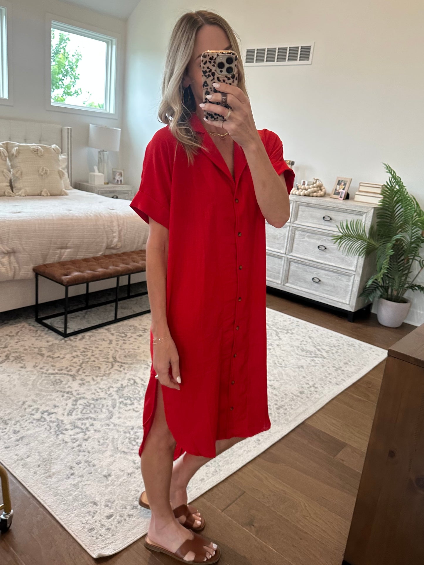 Shirt Dress- Red
