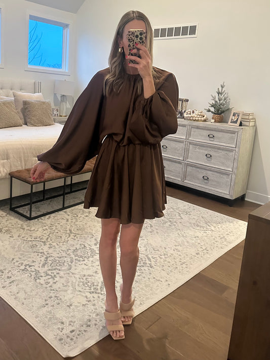 Chocolate Brown Satin Dress