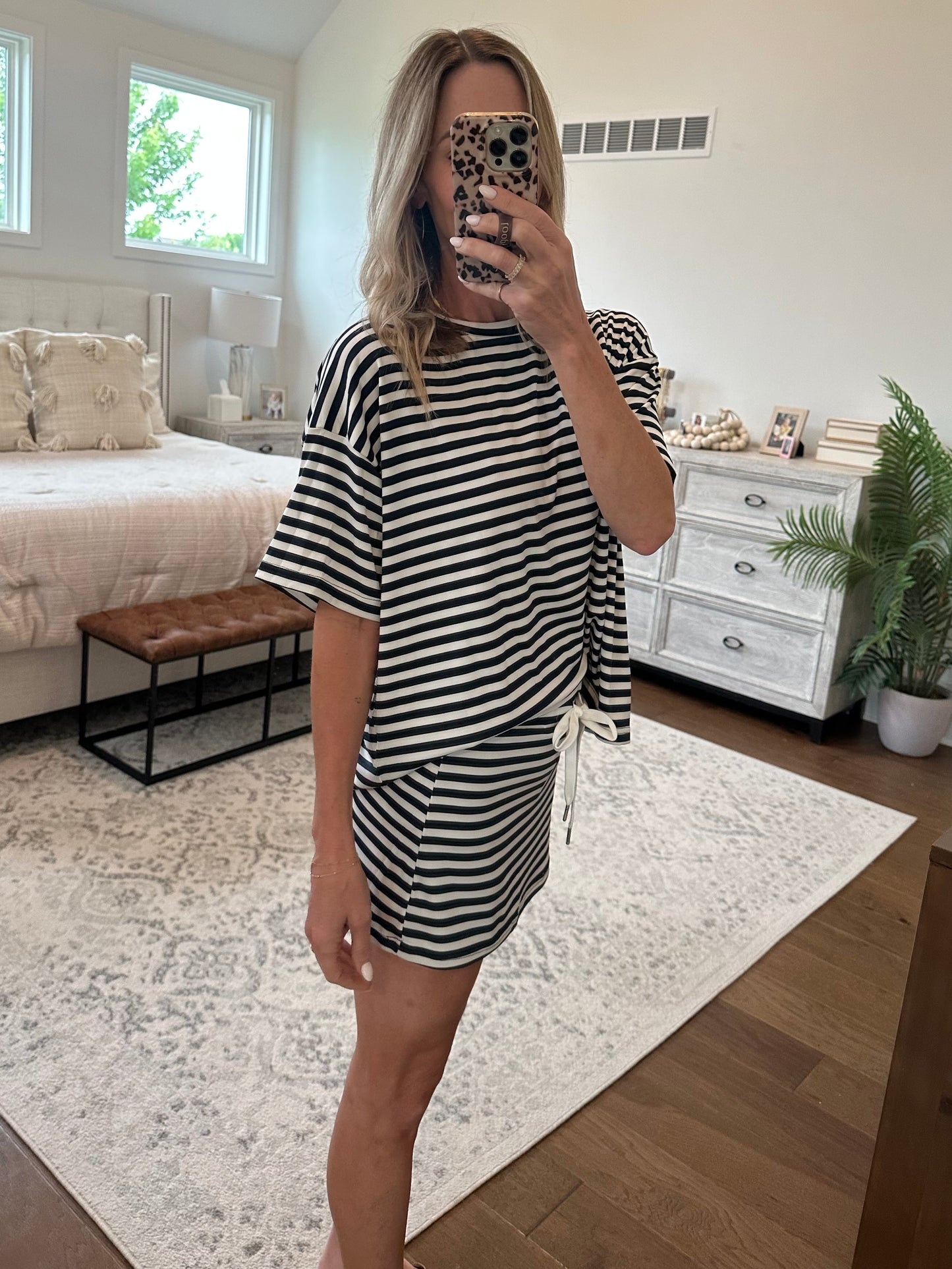 Striped Tee and Skort Set