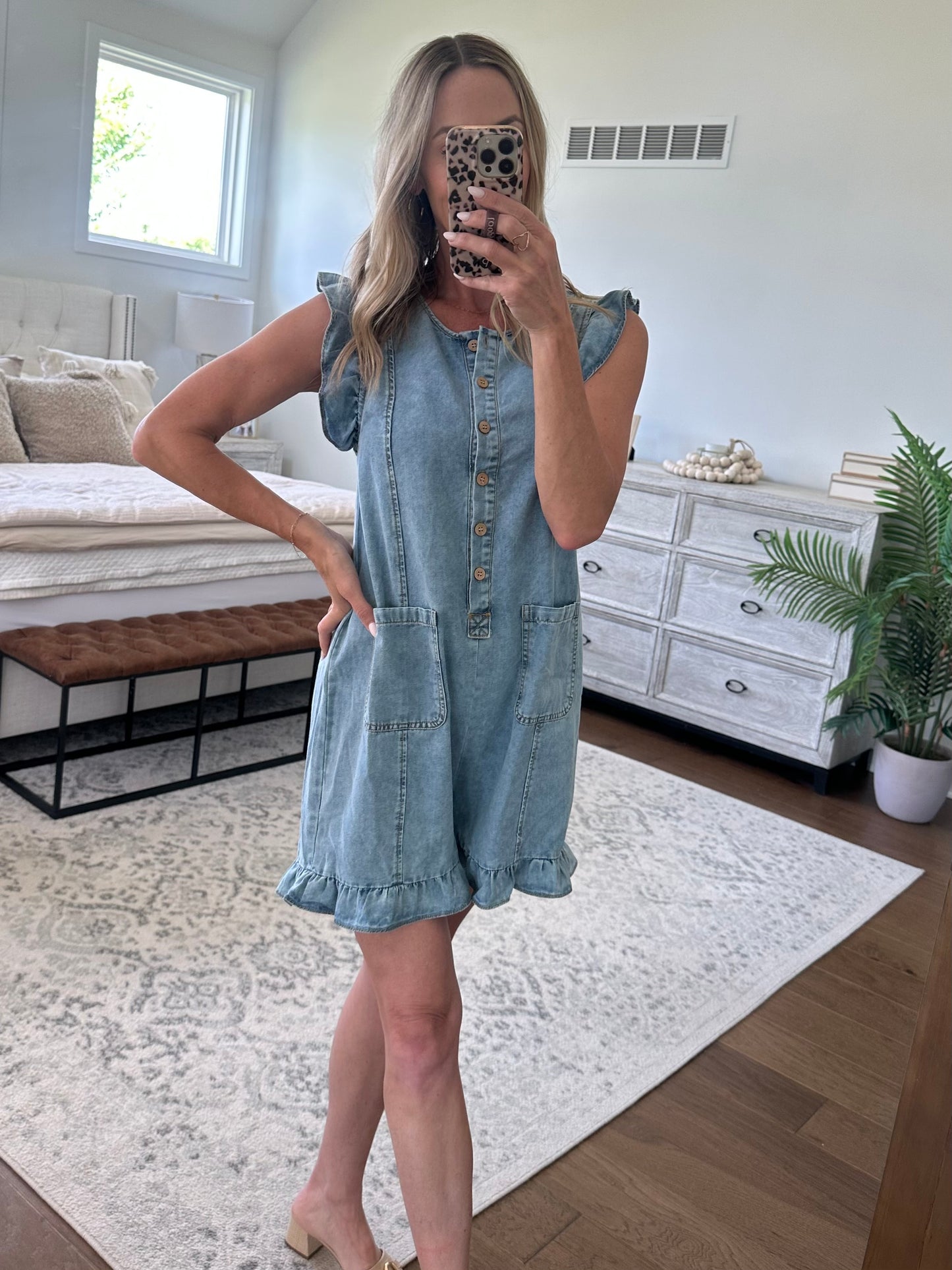 Denim Ruffle Romper