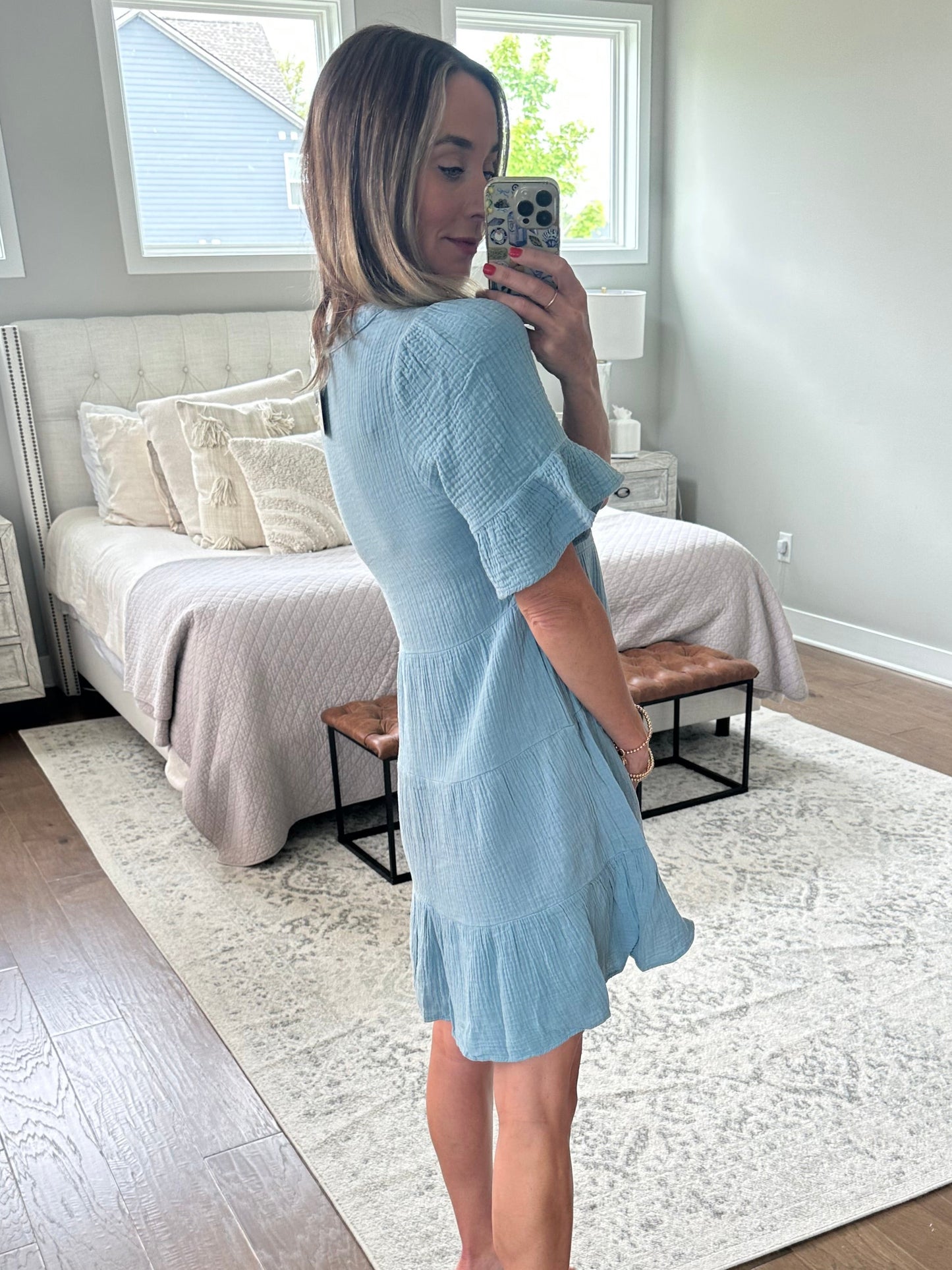 Flutter Sleeve Woven Dress