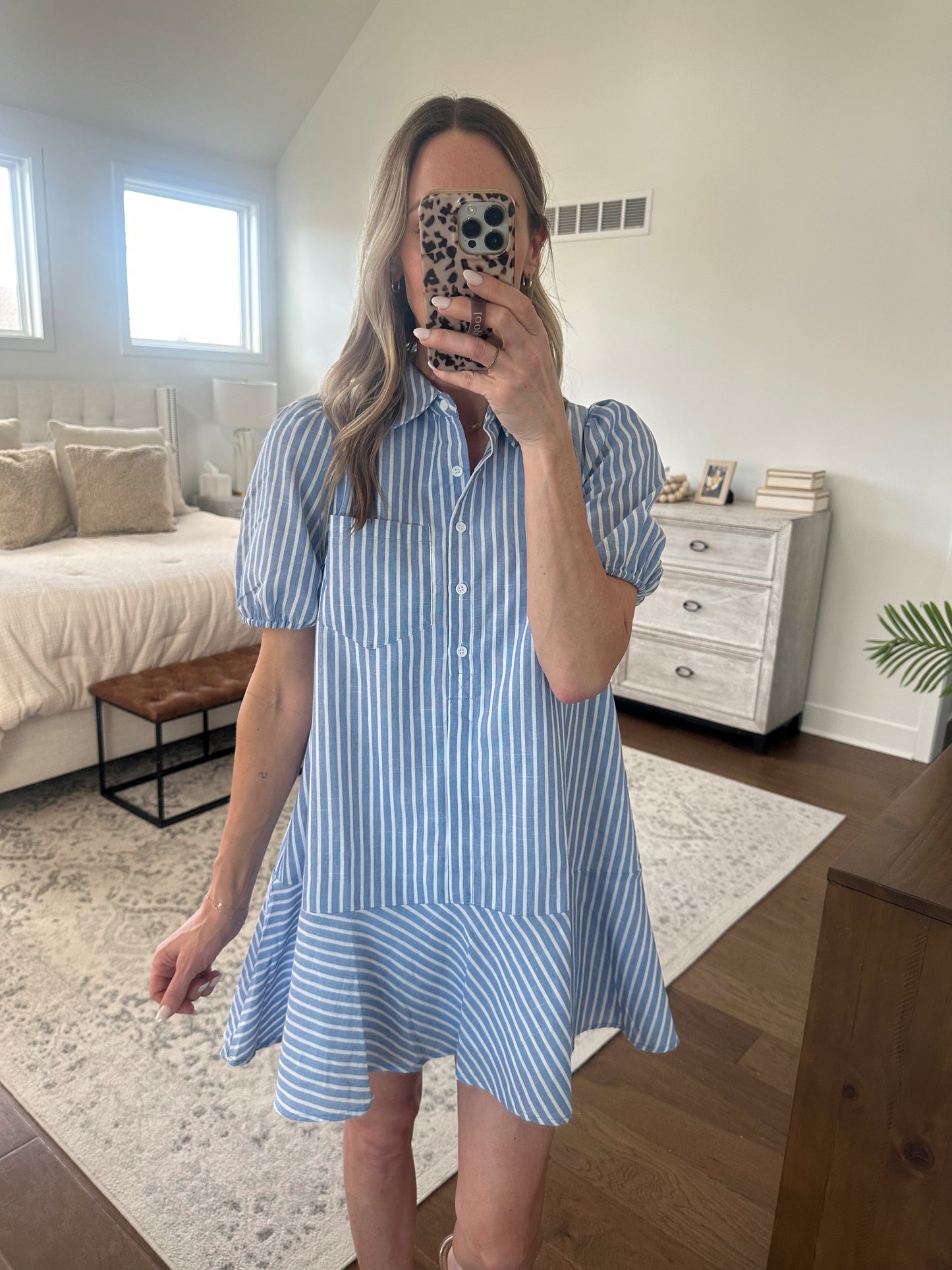 Chambray Striped Dress
