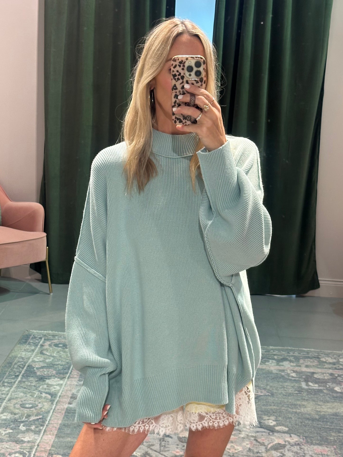 Oversized Sweater- Sea Blue