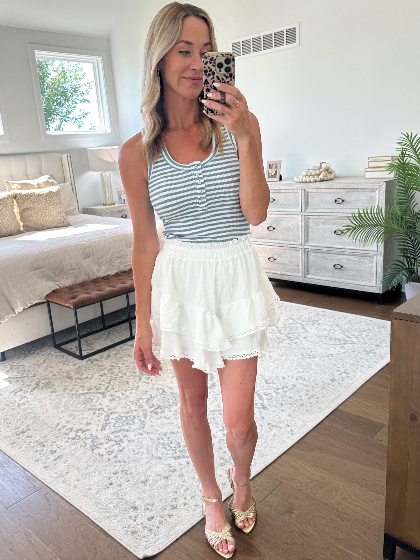 Knit Tank- Blue/White