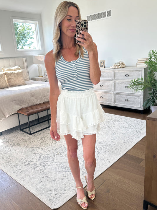 Knit Tank- Blue/White