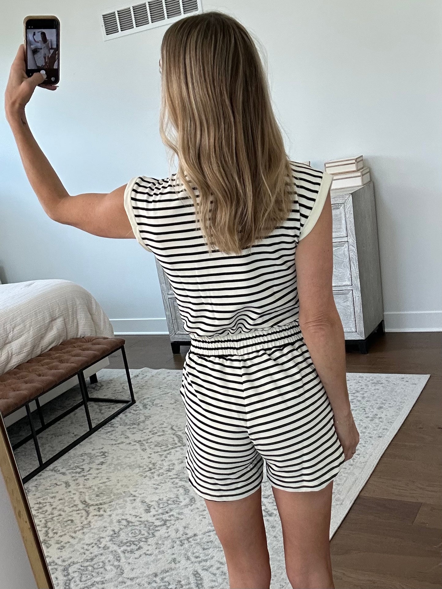 Striped Zip Front Romper