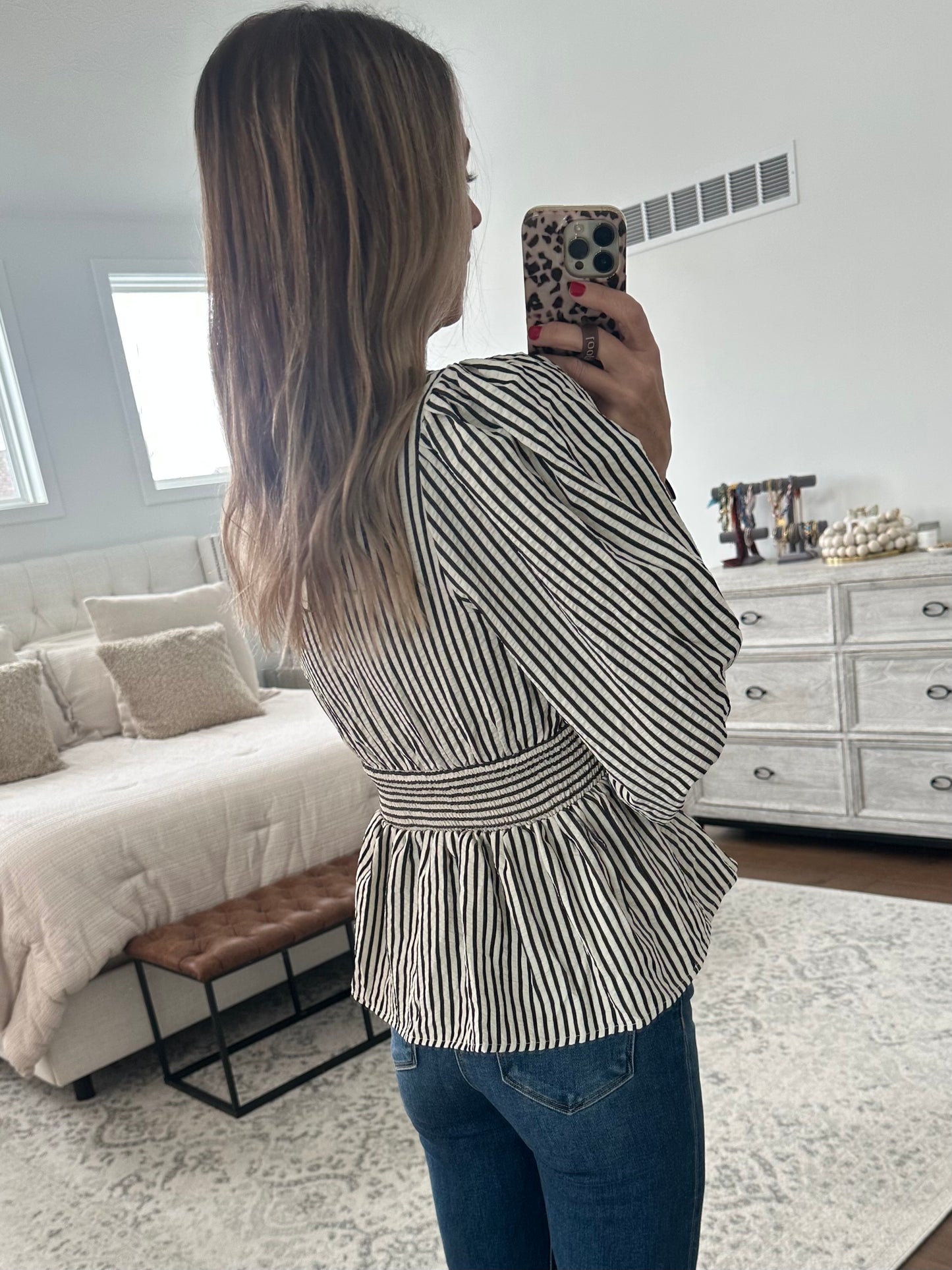 Pin Stripe Zip Blouse