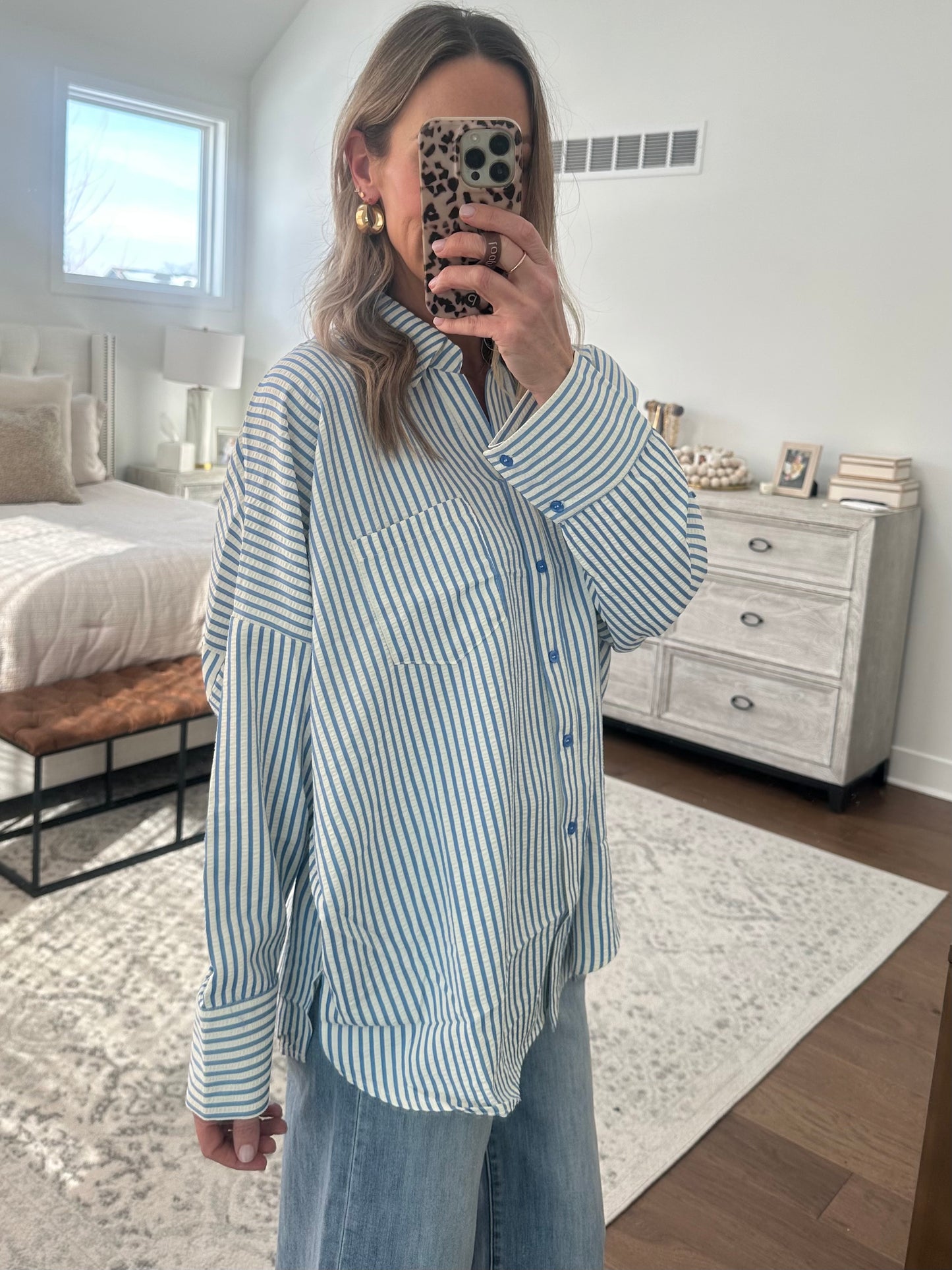 Blue & Ivory Button Down