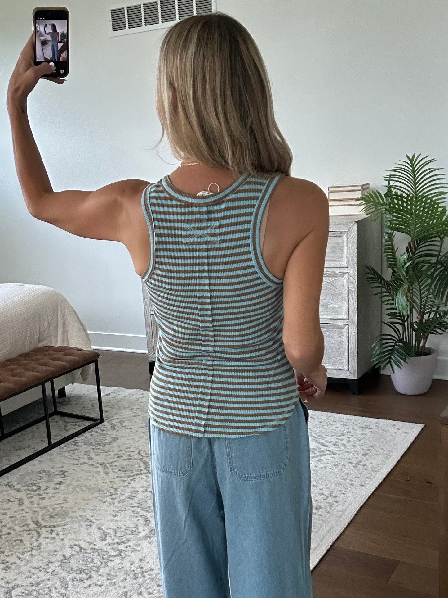 Knit Tank- Blue/Brown
