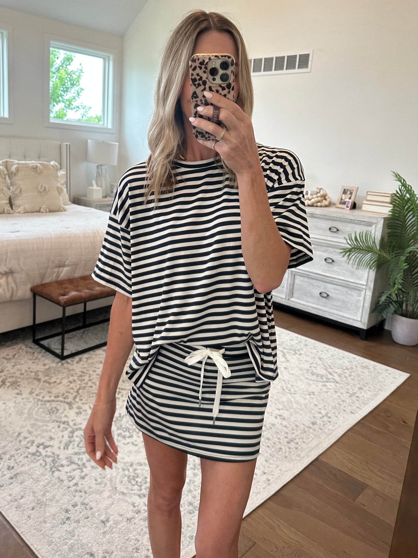 Striped Tee and Skort Set