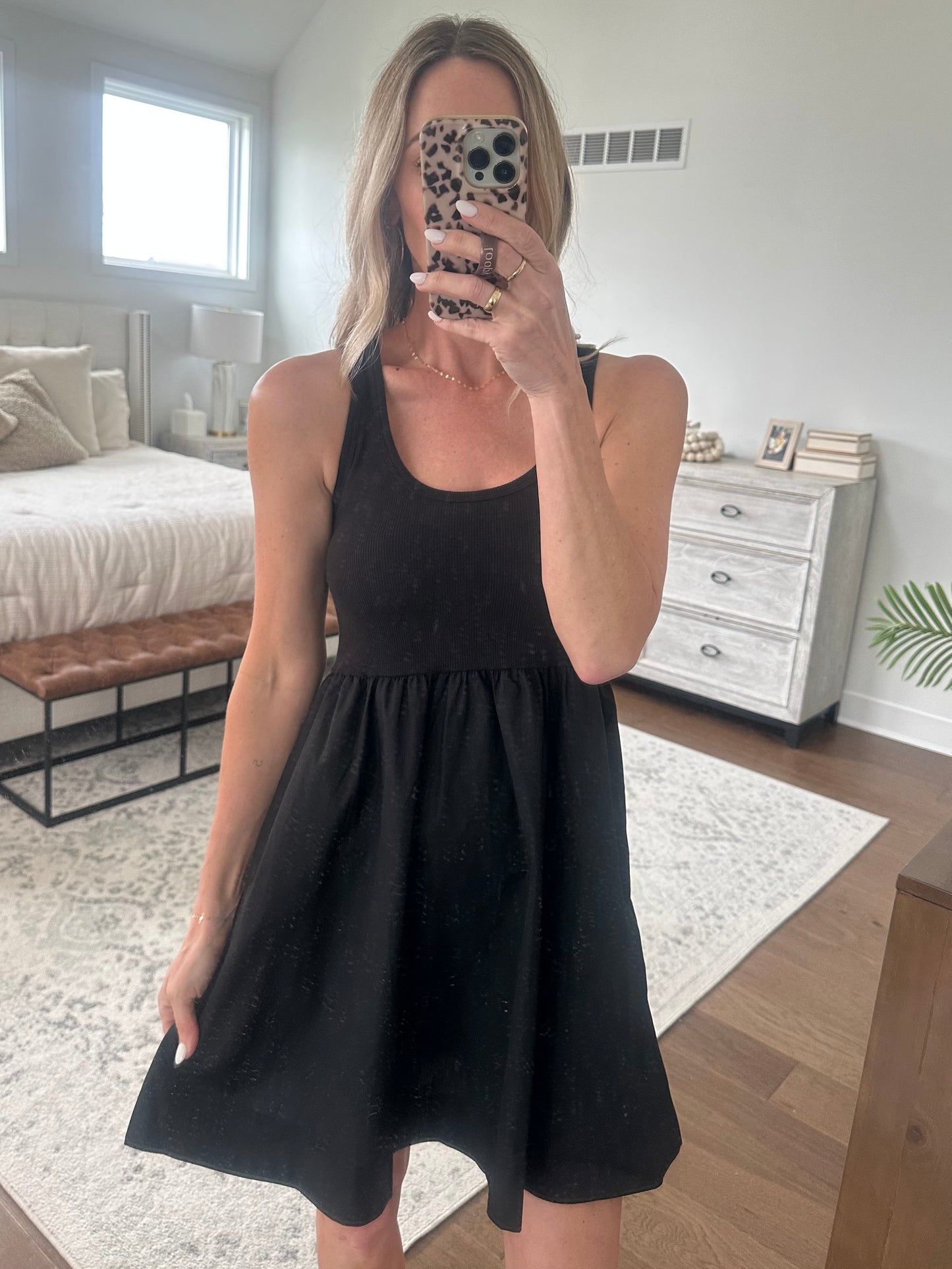 Woven Tank Dress- Black