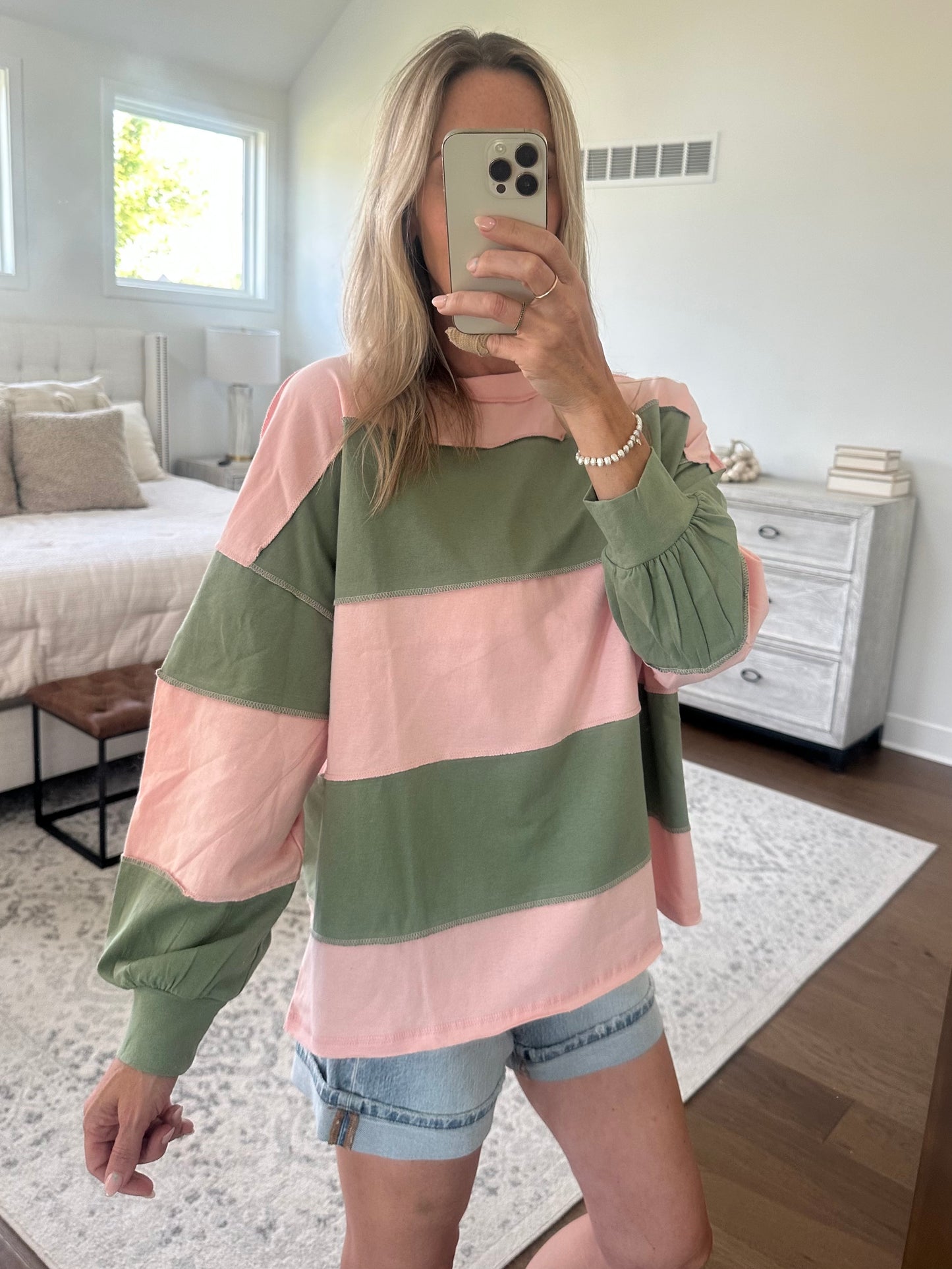 Contrast Pullover- Pink/Lime