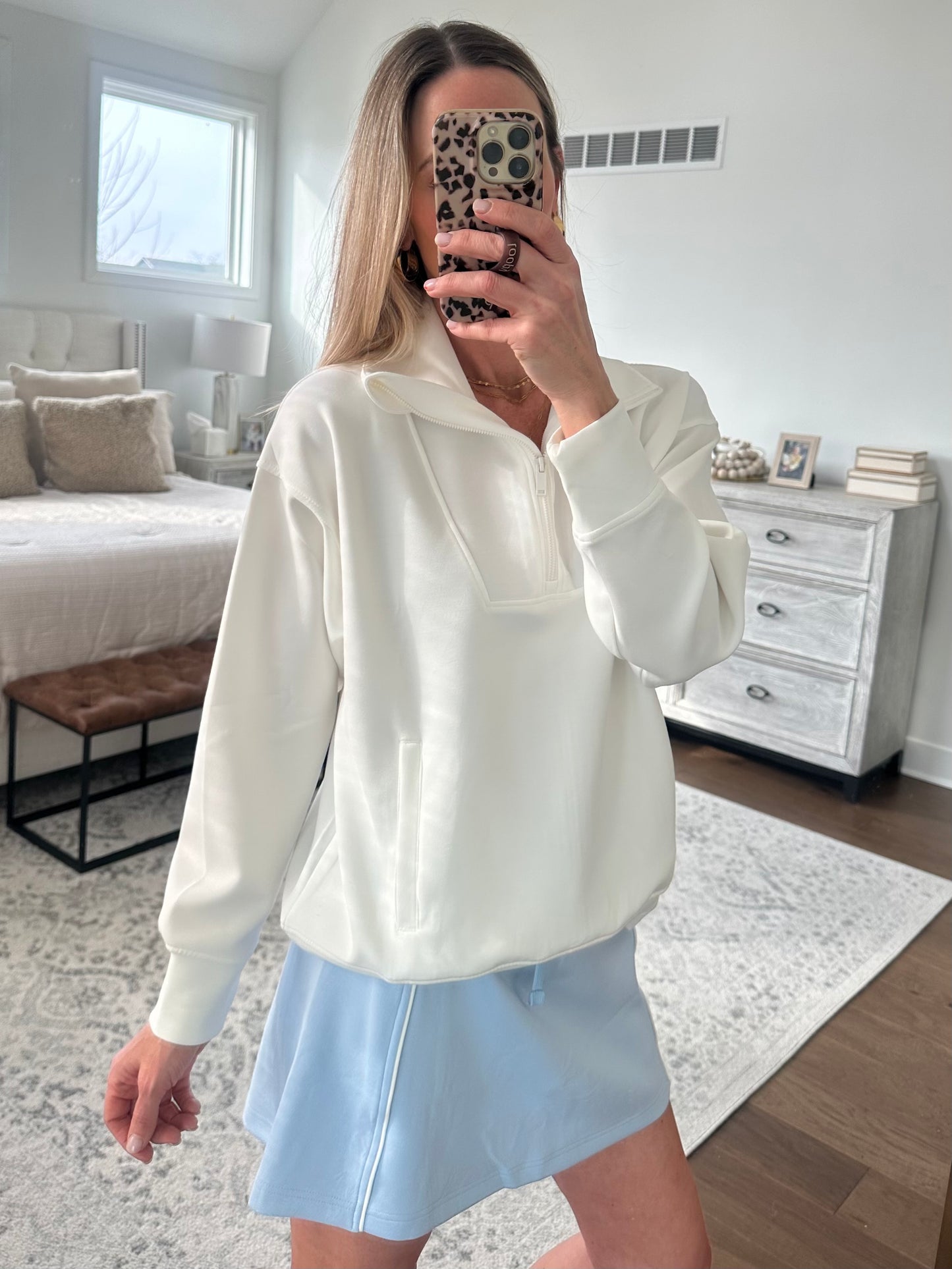 Quarter Zip Pullover- Cream